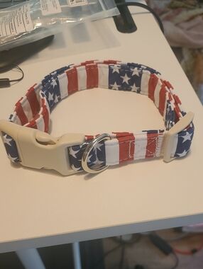 Patriotic Stars & Stripes Adjustable Dog Collar - Red White Blue